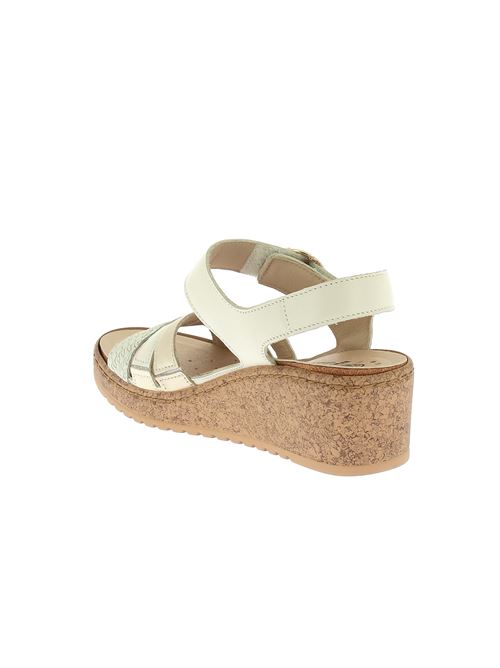 Nancia sandalo con zeppa da donna in pelle bianco latte e oro MOBILS ERGONOMIC | NANCIA9502
